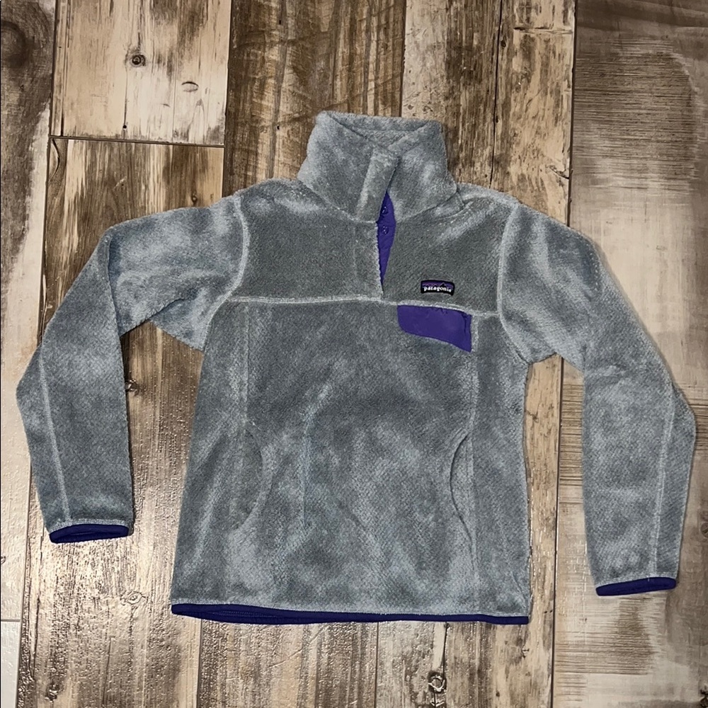Patagonia Retool Snap Fleece Grey and Purple Small